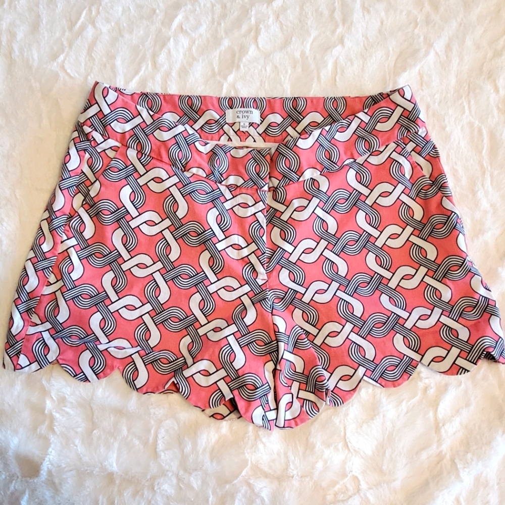 Crown & Ivy Pink Scalloped Shorts